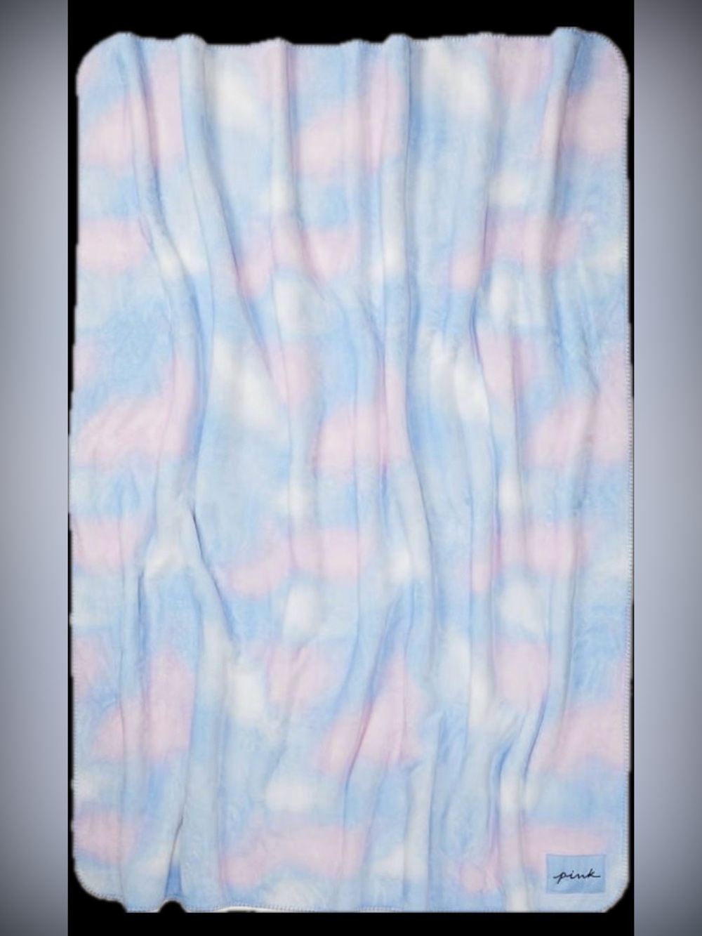 Victoria’s Secret PINK pastel tie-dye plush Sherpa LARGE blanket RARE HTF
